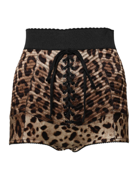 Dolce & Gabbana Brown Leopard High Waist Hot Pants Shorts - Hilstor