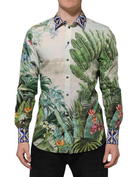 Dolce & Gabbana Multicolor Jungle Print GOLD Formal Shirt - Hilstor