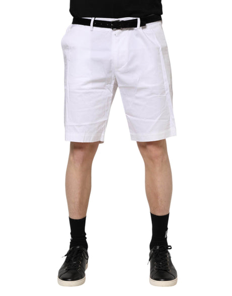 Dolce & Gabbana White Chinos Cotton Stretch Casual Shorts - Hilstor