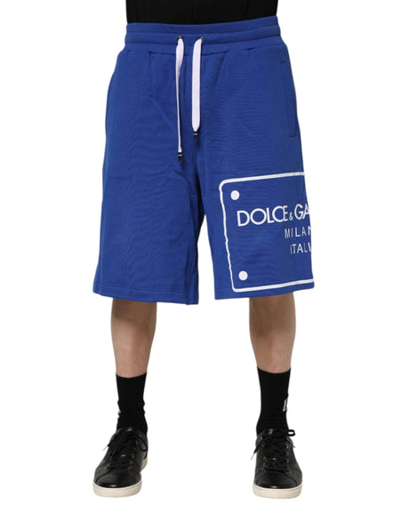 Dolce & Gabbana Blue Logo Cotton Bermuda Sweatshorts Shorts - Hilstor