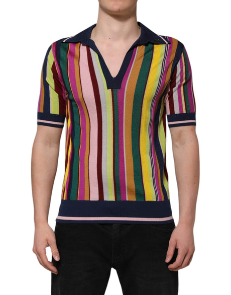 Dolce & Gabbana Multicolor Stripes Collared Men Polo T-shirt - Hilstor