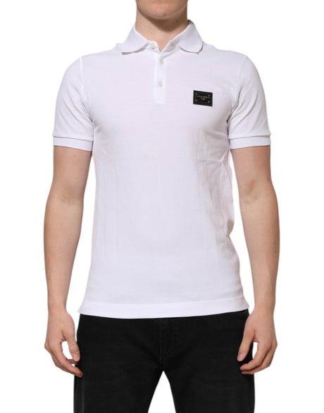 Dolce & Gabbana White Logo Short Sleeve Collared Polo T-shirt - Hilstor