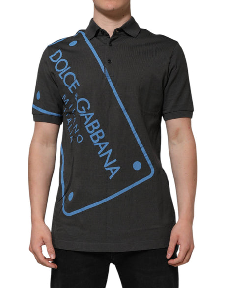 Dolce & Gabbana Dark Gray Short Sleeve Collared Polo T-shirt - Hilstor