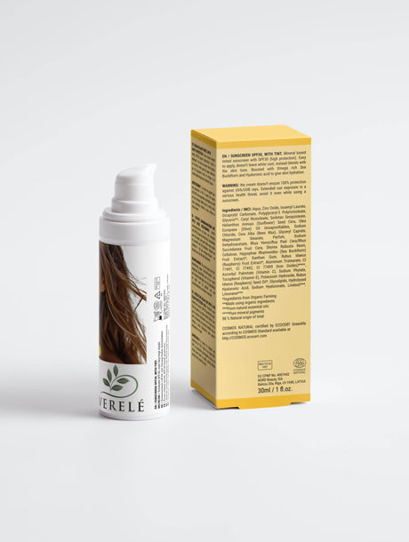 Tinted Sunscreen SPF30 with Sea Buckthorn & Hyaluronic Acid – Mineral-Based, High Protection – COSMOS NATURAL Certified, Made from Natural Ingredients in Europe by Verelé, 30 ml / 1.01 fl oz - Hilstor