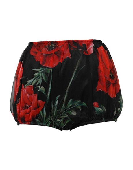 Dolce & Gabbana Black Floral High Waist Women Hot Pants Shorts - Hilstor
