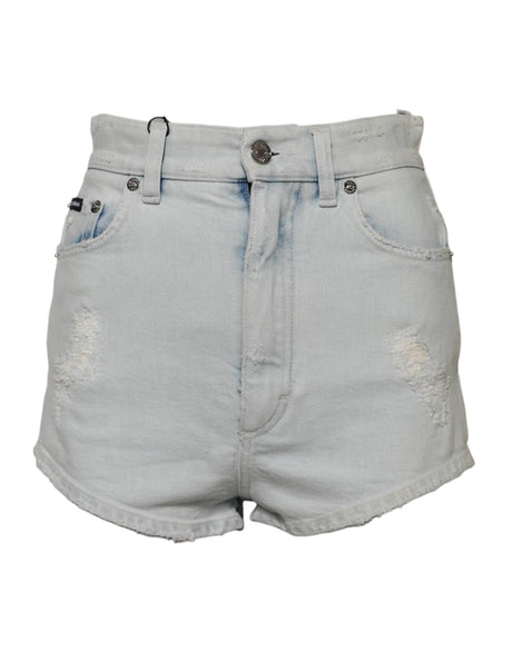 Dolce & Gabbana Light Blue Washed Denim Cotton Hot Pants Shorts - Hilstor