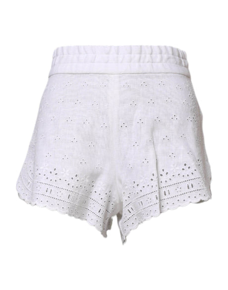 Dolce & Gabbana White Linen High Waisted Hot Pants Shorts - Hilstor