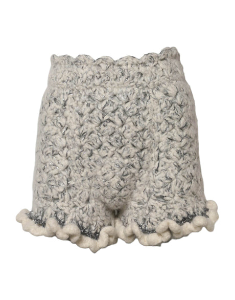 Dolce & Gabbana Metallic Bouclé Knit Cashmere Ruffled Shorts - Hilstor
