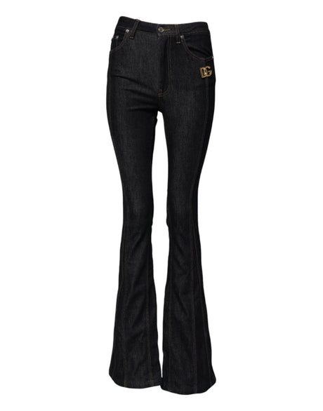 Dolce & Gabbana Black Cotton Mid Waist Bootcut Denim Jeans - Hilstor