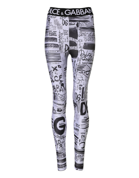 Dolce & Gabbana White Graphic HighWaist Skinny Leggings Pants - Hilstor