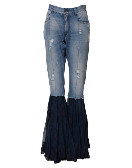 Dolce & Gabbana Blue Cotton High Waist Flared Denim Jeans - Hilstor