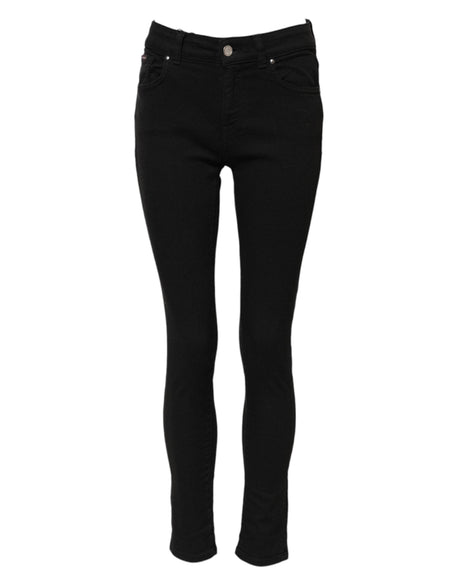Dolce & Gabbana Black Cotton Logo Skinny MidWaist Denim Jeans - Hilstor