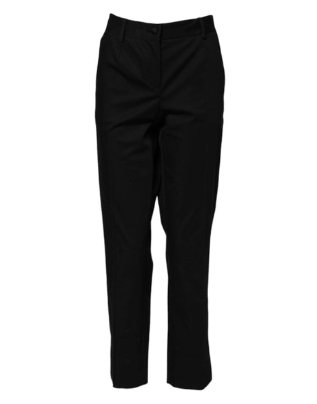 Dolce & Gabbana Black Cotton High Waist Formal Pants - Hilstor