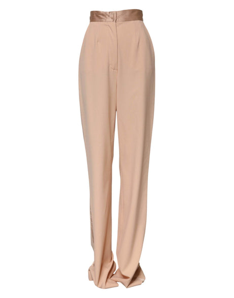 Dolce & Gabbana Beige Polyester Mid Waist Tapered Pants - Hilstor