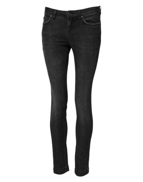 Dolce & Gabbana Black Cotton Low Waist Skinny Denim Jeans - Hilstor