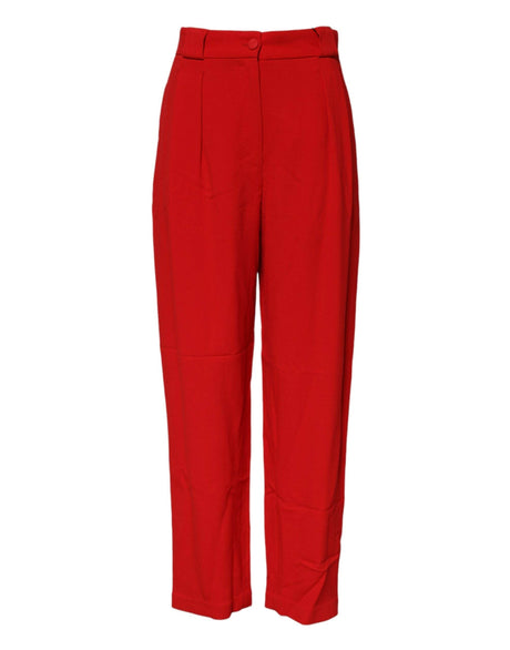 Dolce & Gabbana Red Viscose High Waist Tapered Pants - Hilstor