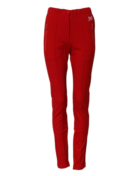 Dolce & Gabbana Red Mid Waist Slim Fit Pants - Hilstor