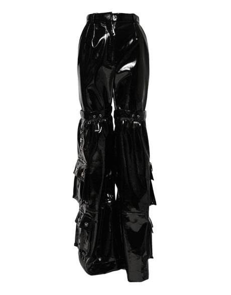 Dolce & Gabbana Black High Waist Cargo Bootcut Pants - Hilstor