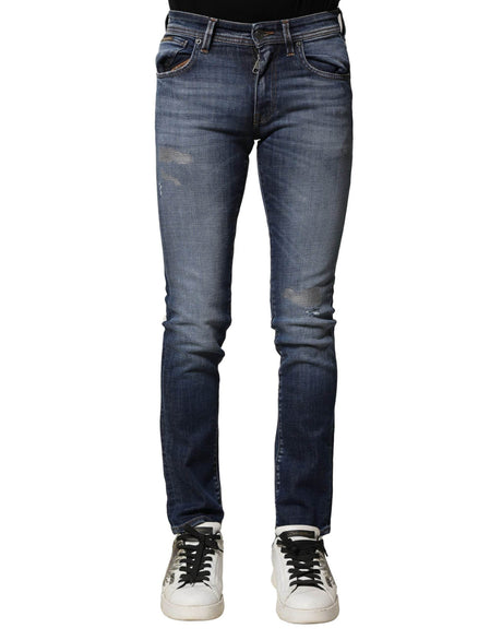 Dolce & Gabbana Blue Washed Cotton Slim Fit Men Denim Jeans - Hilstor