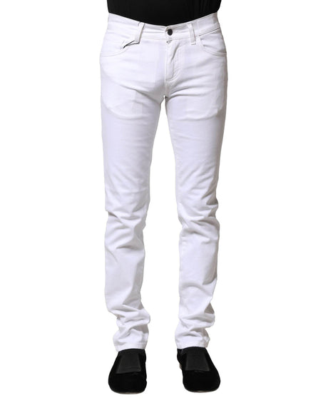 Dolce & Gabbana White Cotton Skinny Men Denim Jeans - Hilstor