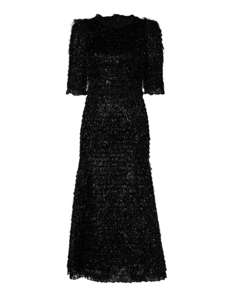 Dolce & Gabbana Metallic Black Polyester A-line Midi Dress - Hilstor