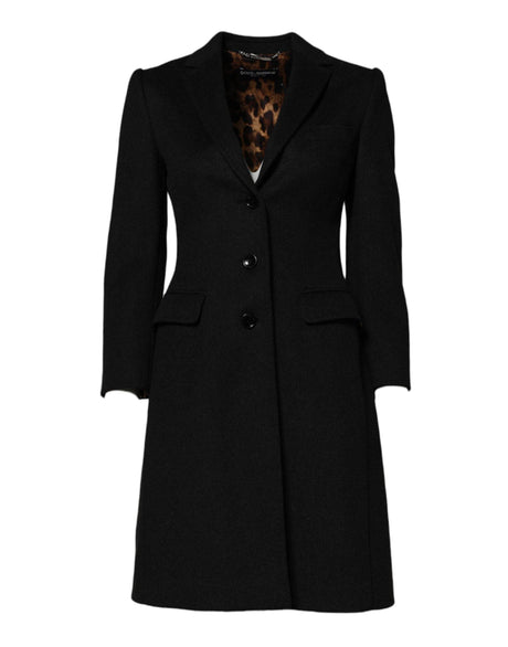 Dolce & Gabbana Black Wool Long Sleeves Trench Coat Jacket - Hilstor