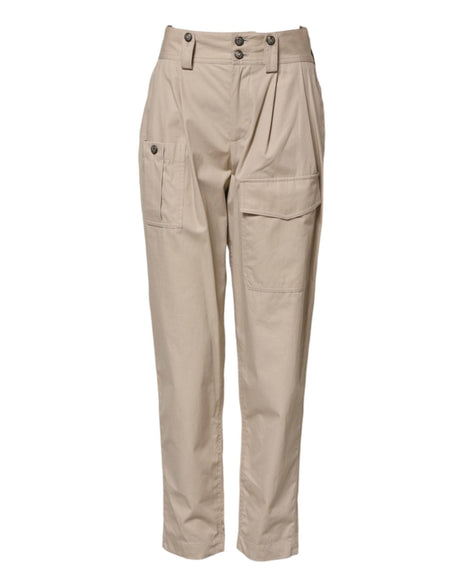 Dolce & Gabbana Beige Cotton High Waisted Pants - Hilstor
