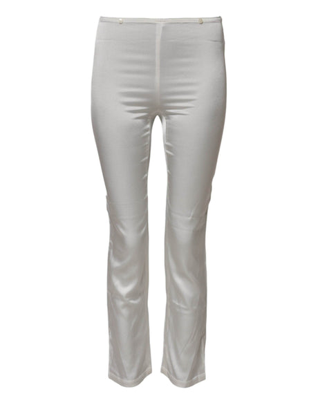 Dolce & Gabbana Ivory Silk Tapered High Waist Pants - Hilstor