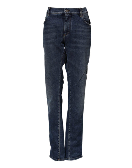 Dolce & Gabbana Blue Cotton Mid Waisted Straight Denim Jeans - Hilstor