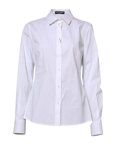 Dolce & Gabbana White Cotton Long Sleeves Collared Shirt Top - Hilstor