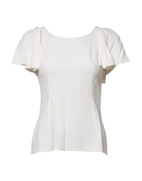 Dolce & Gabbana White Round Neck Short Sleeves Blouse Top - Hilstor