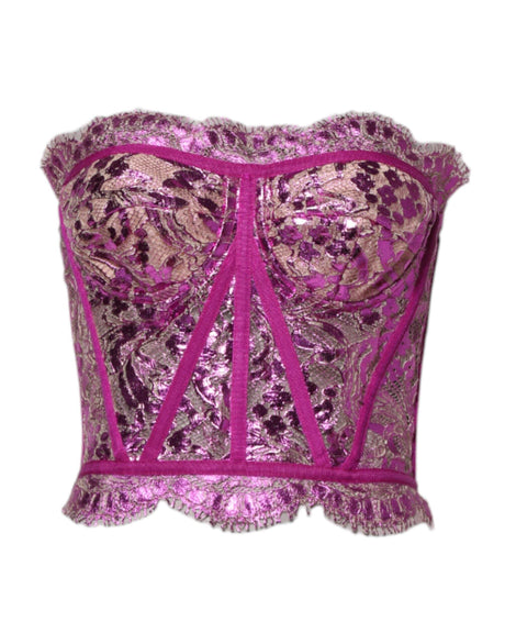 Dolce & Gabbana Pink Bustier Sleeveless Corset Blouse Top - Hilstor