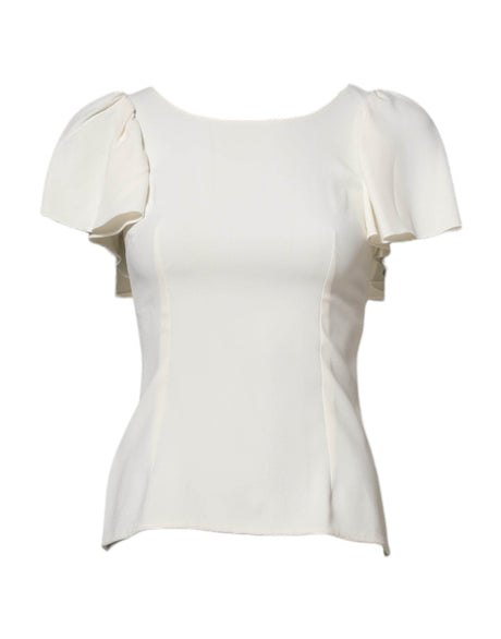 Dolce & Gabbana White Round Neck Short Sleeves Blouse Top - Hilstor