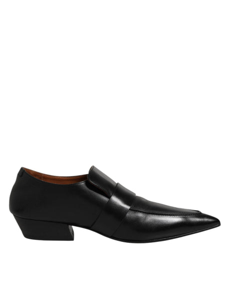 Marsell Black Soft Leather Loafer Pointed Toe Slip On Shoes - Hilstor