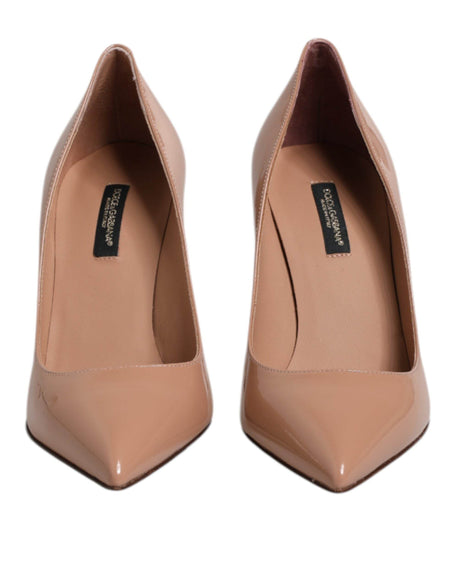 Dolce & Gabbana Beige Patent Leather Stiletto Heel Pump Shoes - Hilstor