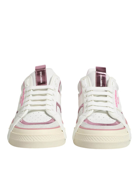 Dolce & Gabbana White Leather DG Logo Low Top Sneakers Shoes - Hilstor