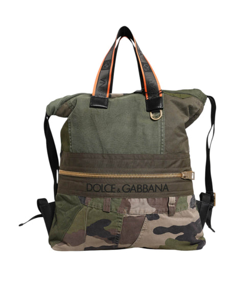Dolce & Gabbana Military Green Patchwork Rucksack Backpack Bag - Hilstor