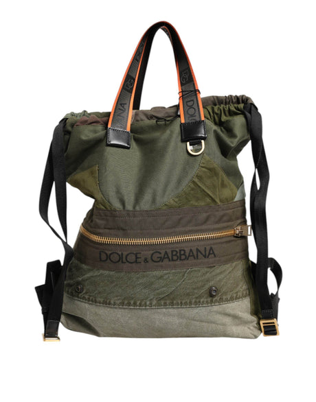 Dolce & Gabbana Military Green Patchwork Rucksack Backpack Bag - Hilstor