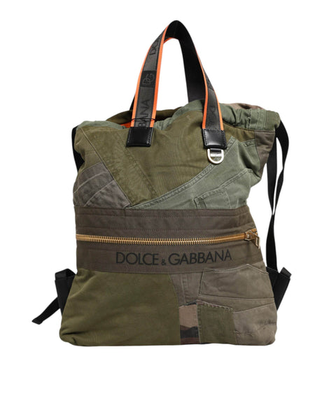 Dolce & Gabbana Military Green Patchwork Rucksack Backpack Bag - Hilstor