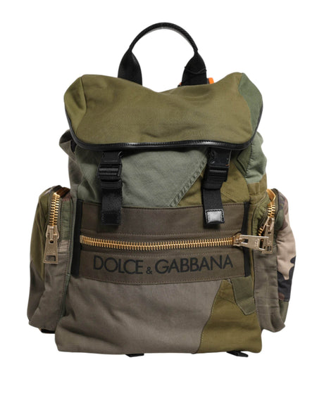Dolce & Gabbana Military Green Patchwork Rucksack Backpack Bag - Hilstor