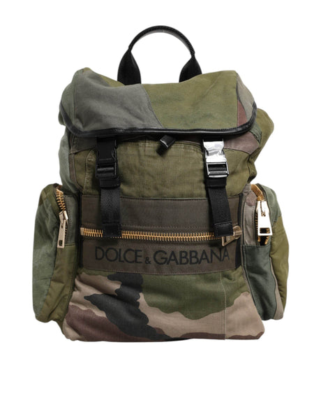 Dolce & Gabbana Military Green Patchwork Rucksack Backpack Bag - Hilstor