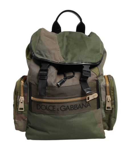 Dolce & Gabbana Military Green Patchwork Rucksack Backpack Bag - Hilstor