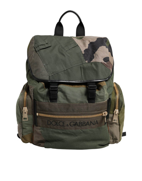 Dolce & Gabbana Military Green Patchwork Rucksack Backpack Bag - Hilstor