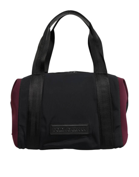 Dolce & Gabbana Black Maroon Hand Shoulder Duffel Travel Bag - Hilstor