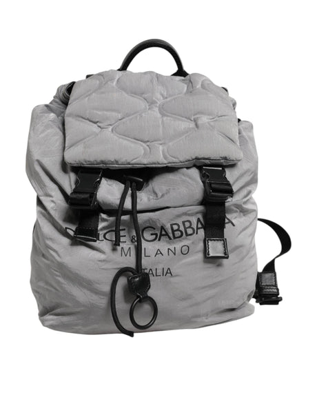 Dolce & Gabbana Gray Milano Print Drawstring Travel Backpack Bag - Hilstor