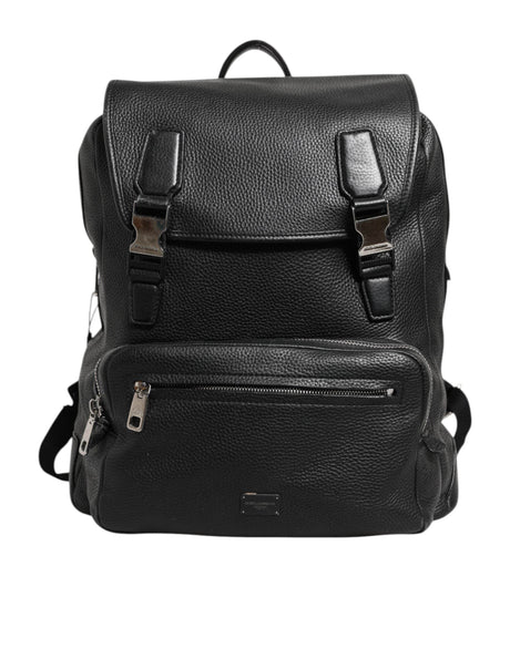 Dolce & Gabbana Black Palermo Backpack Hammered Calfskin Leather Bag - Hilstor