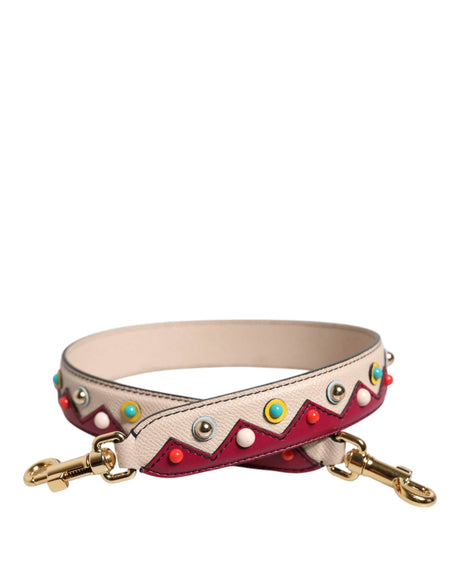Dolce & Gabbana Beige Red Leather Handbag Accessory Shoulder Strap - Hilstor