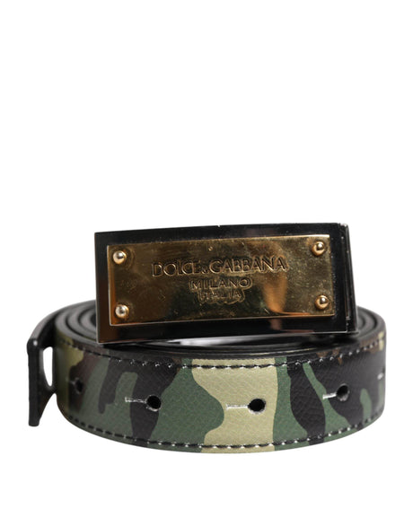 Dolce & Gabbana Multicolor Camouflage Metal Logo Buckle Belt - Hilstor