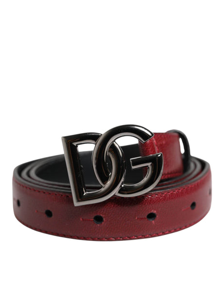 Dolce & Gabbana Red Classic Metal DG Logo Buckle Belt - Hilstor