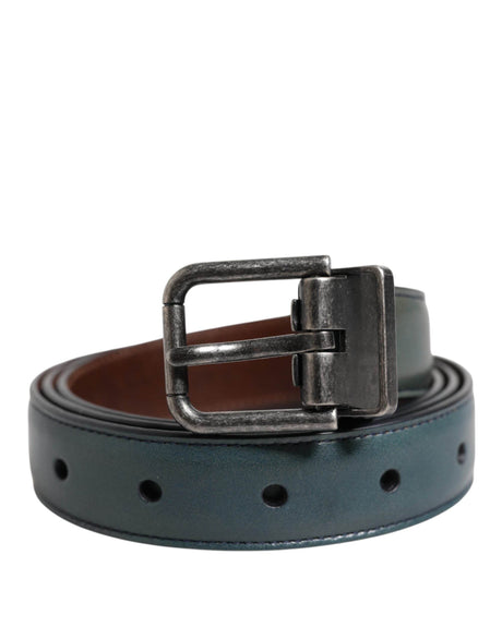 Dolce & Gabbana Green Classic Leather Metal Logo Buckle Belt - Hilstor